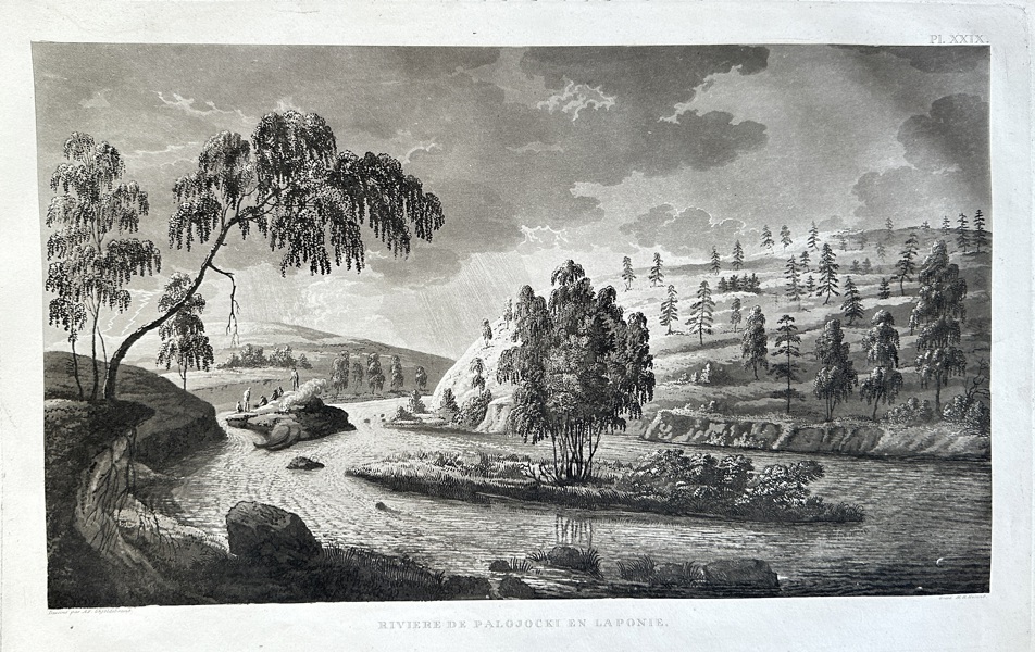 Anders Fredrik Skjöldebrand (1757–1834) – Palojoki River in Lapland – Engraving (1805-1808)