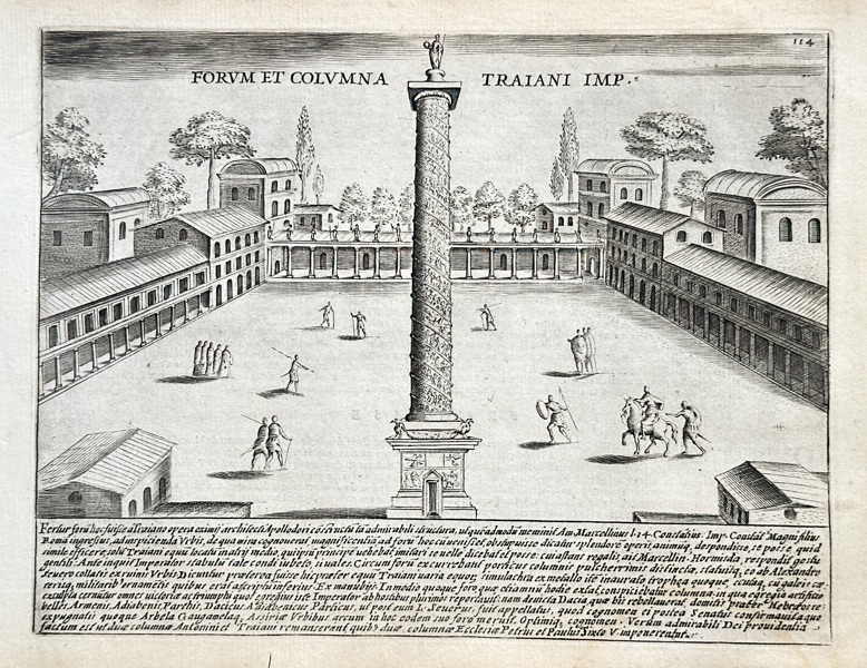 Giacomo Lauro (c. 1550–1605) – Forum and Column of Emperor Trajan – Engraving (c. 1612)