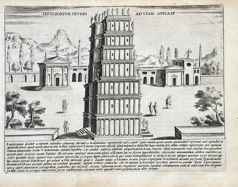 Giacomo Lauro (c. 1550–1605) – Septizodium of Severus on the Appian Way – Engraving (c. 1612)