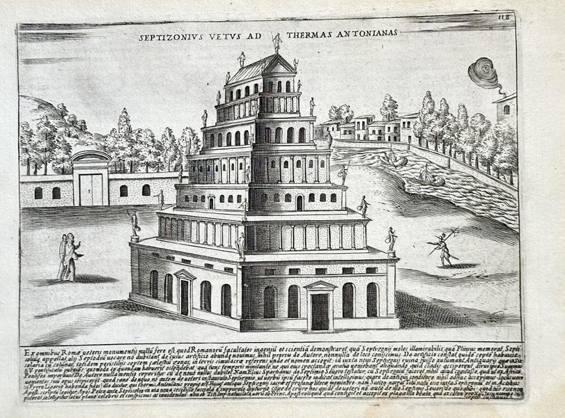 Giacomo Lauro (c. 1550–1605) – Old Septizodium near the Baths of Caracalla – Engraving (c. 1612)