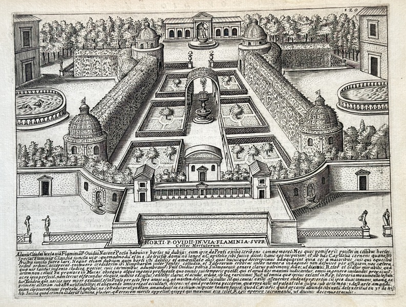 Giacomo Lauro (c. 1550–1605) – Horti Ovidii in Via Flaminia – Engraving (c. 1612)