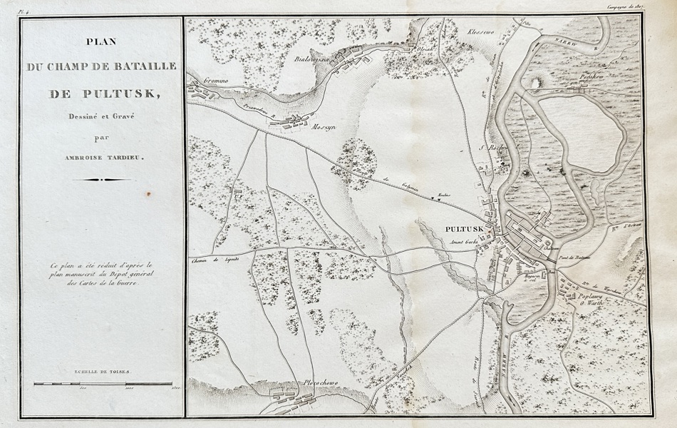Ambroise Tardieu (1788–1841) – Plan of the Battlefield of Pułtusk – Engraving (c. 1807-1815)