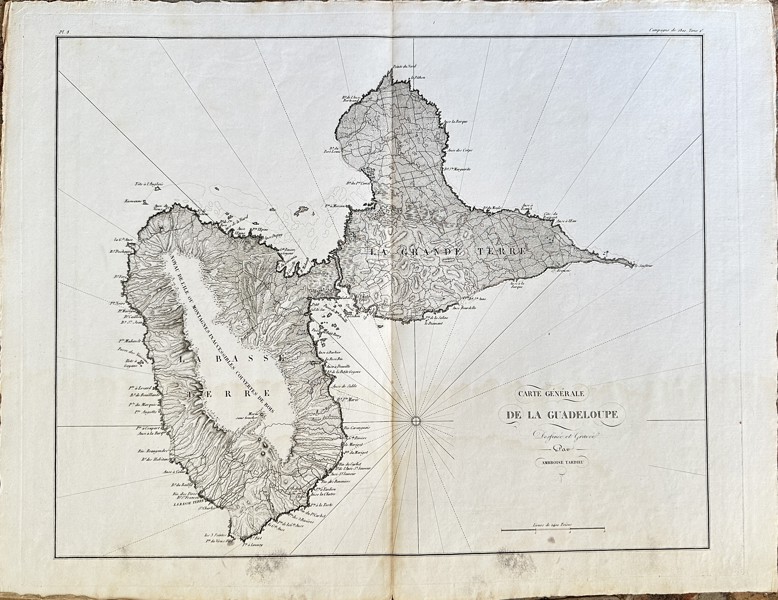 Ambroise Tardieu (1788–1841) – General Map of Guadeloupe – Engraving (c. 1800-1815)