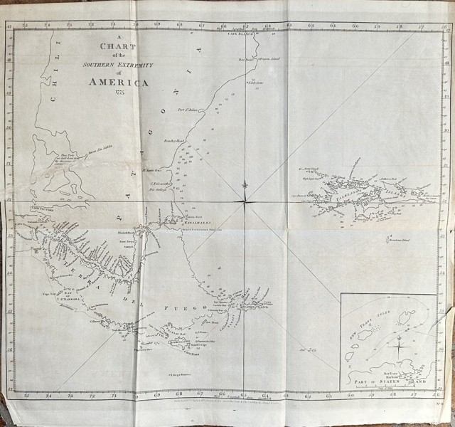 James Cook (1728–1779) – Chart of the Southern Extremity of America, with New Georgia and Staten Island – Engraving (1775)