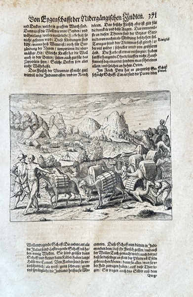 Theodor de Bry (1528–1598) – East Indian Caravan Scene – Woodcut (c. 1600)
