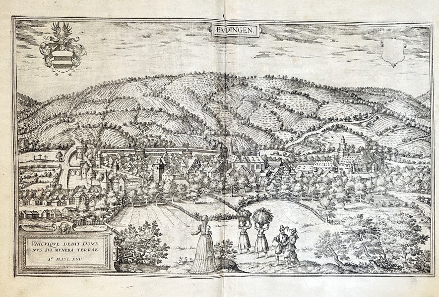 Georg Braun (1541–1622) & Frans Hogenberg (c. 1535–1590) – View of Büdingen – Copperplate Engraving (c. 1590-1610)