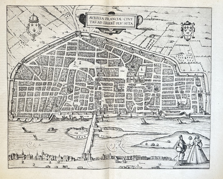Georg Braun (1541–1622) & Frans Hogenberg (c. 1535–1590) – City of Orléans, France, on the Loire River – Copperplate Engraving (1588)