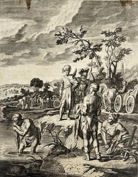 Georg Andreas Wolfgang – Naaman Washes in the Jordan – Engraving -Lüneburg, 1672