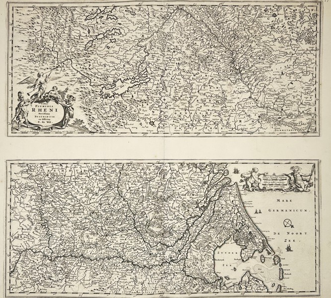 Frederik de Wit (1629–1706) – Two-Part Map of the Rhine River and the Coast