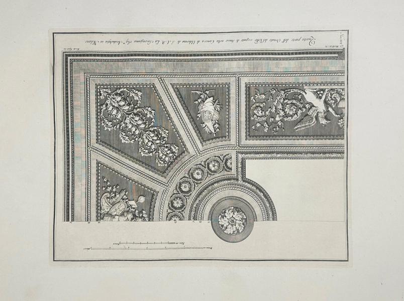 Giocondo Albertolli – Ornamental Ceiling Cornice and Panel Decoration – Engraving