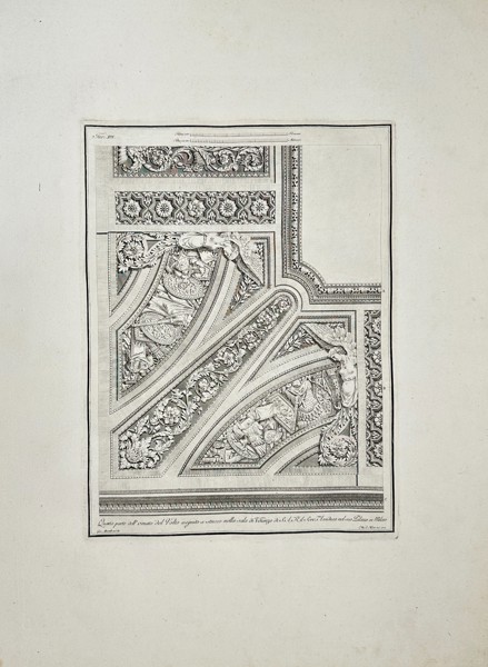 Giocondo Albertolli –Ceiling Ornament Detail with Stucco Decorations – Engraving