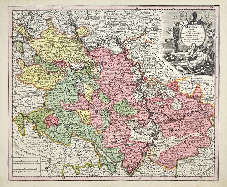 Johann Christoph Weigel (1654–1725) – Map of the Palatinate and Surrounding Regions – Copperplate Engraving (c. 1700-1720)