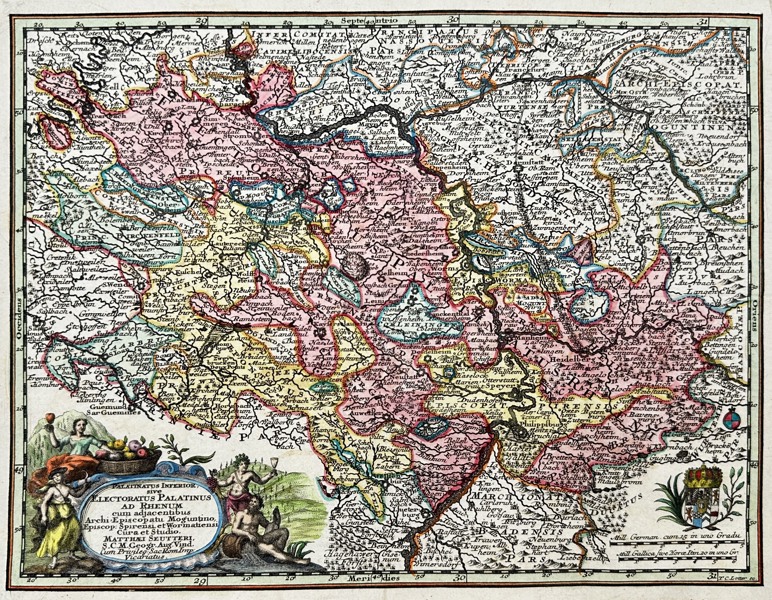 Tobias Konrad Lotter - Hand-coloured map - Palatinatus Inferior, sive Electoratus Palatinus Ad Rhenum