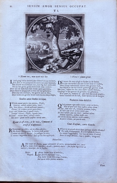 Jacob Cats (1577–1660) – Sensim Amor Sensus Occupat (Slowly Love Occupies the Senses) – Engraving (1655)
