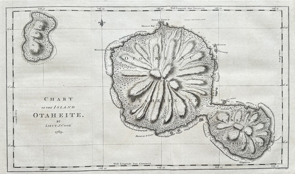 Captain James Cook (1728–1779) – Map of the Island of Otaheite (Tahiti)