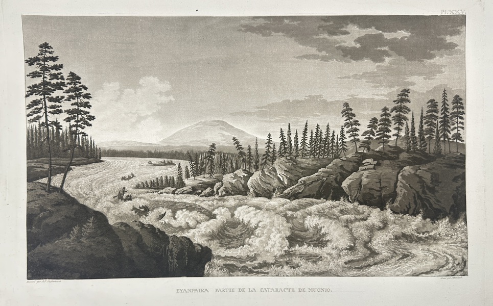 Anders Fredrik Skjöldebrand (1749–1834) – Eyanpaika, Partie de la Cataracte de Muonio – Aquatint Engraving (1801)