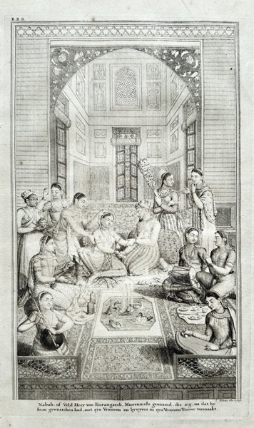 François Valentijn (1666–1727) – Mogul Emperors' Court (Nabob in his Women's Chamber) – Hindustan – Engraving (1724)