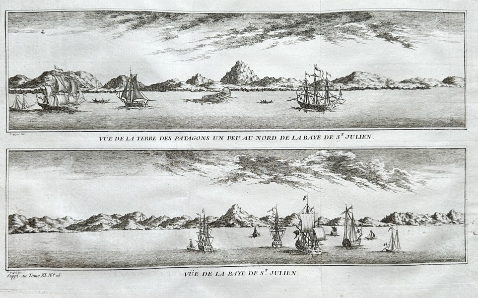Antoine François Prévost (1697–1763) – View of the Land of the Patagons and St. Julian's Bay – Engraving (1789)