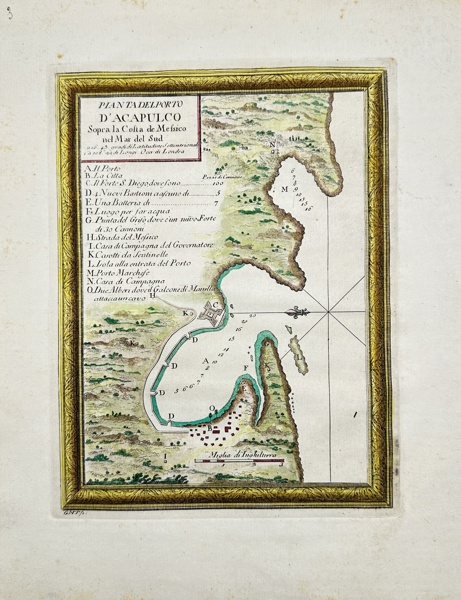 Giuseppe Pazzi / Giuseppe Maria Terreni - Mexico - Map of Acapulco