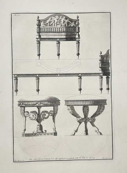 Giocondo Albertolli (1742–1839) – Neoclassical Furniture Designs – Engraving (Late 18th Century)