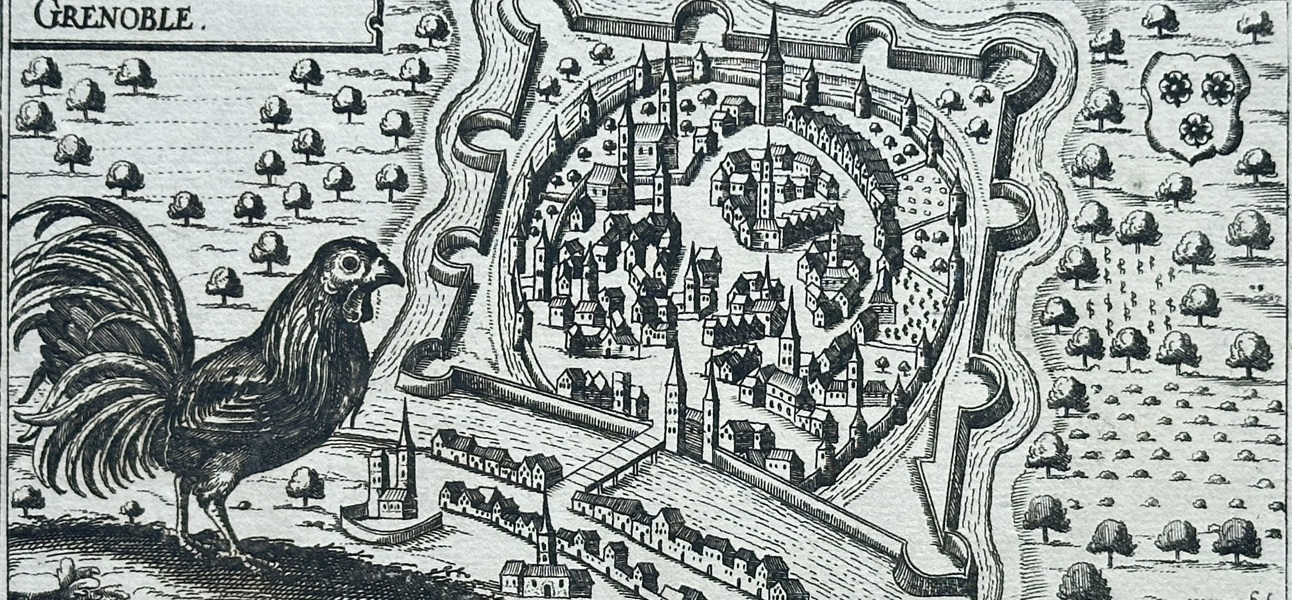 Daniel Meissner (1585–1635) – Grenoble, with Emblem Vestis non facit virum – Engraving (1623-1631)