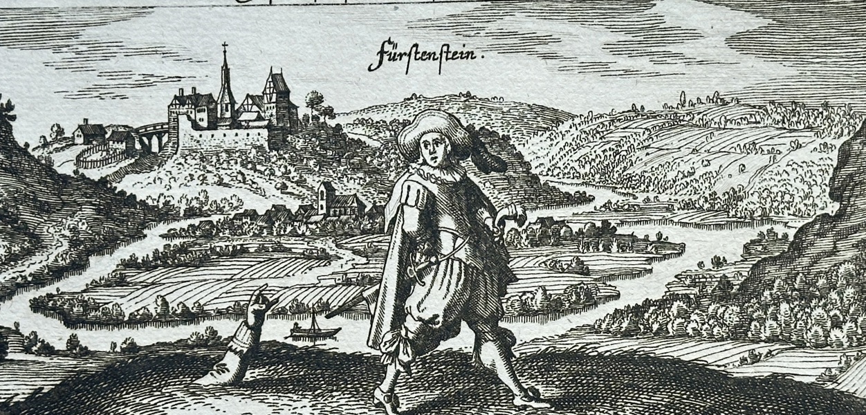 Daniel Meissner (1585–1635) – Fürstenstein Castle (Albungen) from Meissner's Thesaurus Mundi – Engraving (1623-1631)