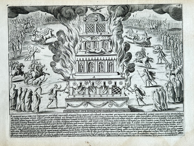 Giacomo Lauro (active c.1584–1637) – Consecratio sive Indigetatio Imperator post Obitum – Engraving - 1637