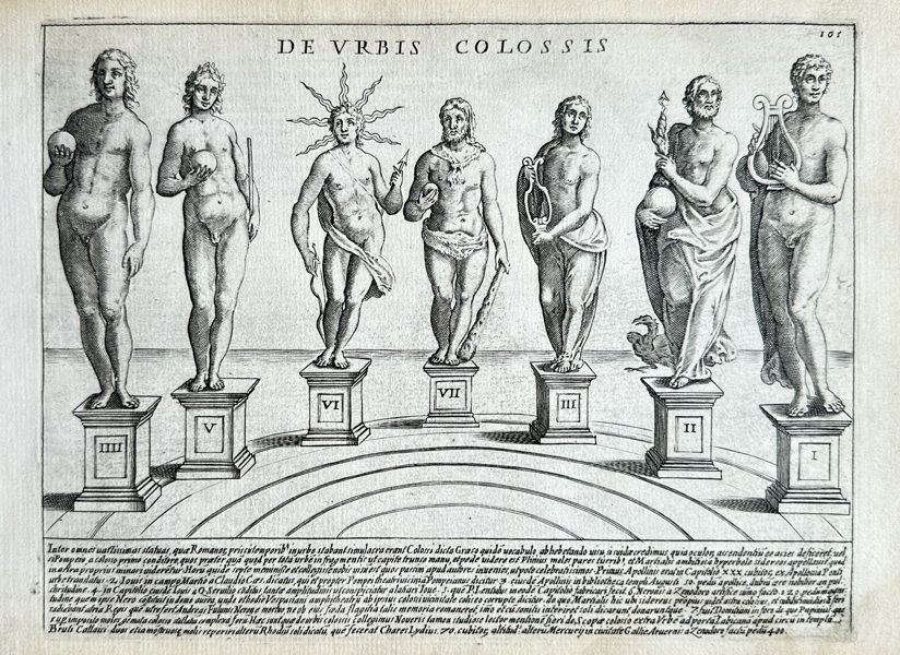 Giacomo Lauro (active c.1584–1637) – De Urbis Colossis (On the Colossi of the City) – Copperplate Engraving (1612
