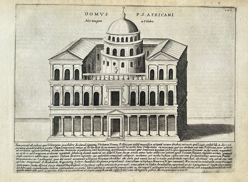 Giacomo Lauro (c.1585–1650) – House of Publius Scipio Africanus (Domus P. Scipionis Africani) – Copperplate Engraving (1612)