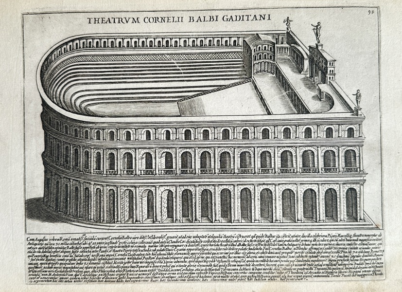 Giacomo Lauro (c.1585–1650) – Theater of Cornelius Balbus (Theatrum Cornelii Balbi Gaditani) – Copperplate Engraving (1612)