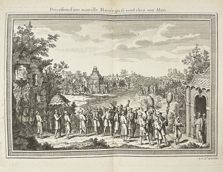 Jakob van der Schley after Antoine-François Prévost – Procession of a New Bride – Original Engraving from Histoire Générale des Voyages – 1746