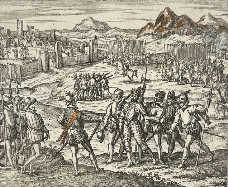 Theodor de Bry – Gonzalus Pizarrus vincitur, capitur & supplicio afficitur – Original Engraving from Americae Pars Sexta – Frankfurt, 1596