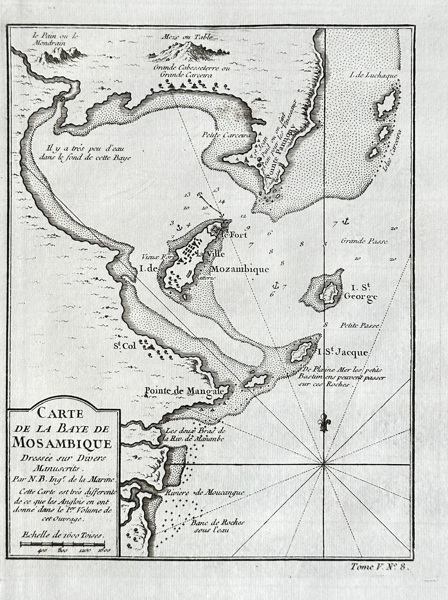 Abbé Antoine François Prévost (1697–1763) – Map of Mozambique Bay – Engraving (c. 1750)
