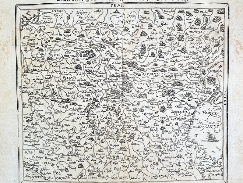 Sebastian Münster (1488–1552) – Map of Hungary, Poland, Russia, Lithuania, Wallachia, and Bulgaria – Woodcut (1544)