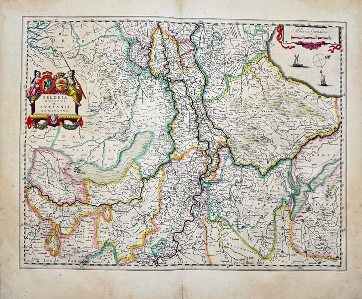 Willem Janszoon Blaeu - Netherlands - Map of the province of Gelderland (Guelders) - Geldria Ducatus et Zutfania Comitatus - 1661-1680