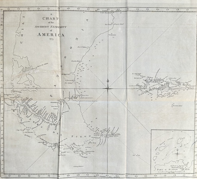 James Cook (1728–1779) – Map of the Southern Extremity of America / CHART OF THE SOUTHERN EXTREMITY OF AMERICA - Engraving