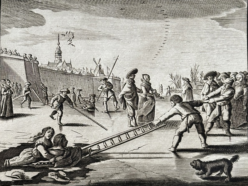 Jacob Cats (1577–1660) – Elpenor Rescues Lyconis from the Ice – Engraving (c. 1618)
