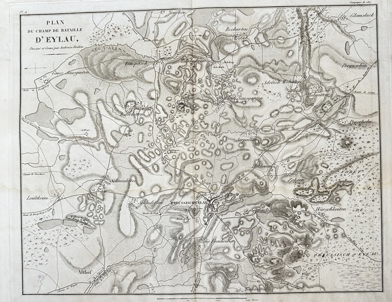 Ambroise Tardieu (1788–1841) – Map of East Prussia - Plan of the Battlefield of Eylau / Plan Du Champ De Bataille D`eylau  – Engraving (c. 1807)