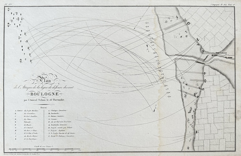 Ambroise Tardieu (1788–1841) – Map of France - Plan of the Attack on the Defense Line in front of Boulogne – Engraving (1801)