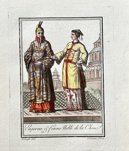 Jacques Grasset de Saint-Sauveur (1757–1810) – Emperor & Noble Woman of China – Hand-coloured engraving (1796)