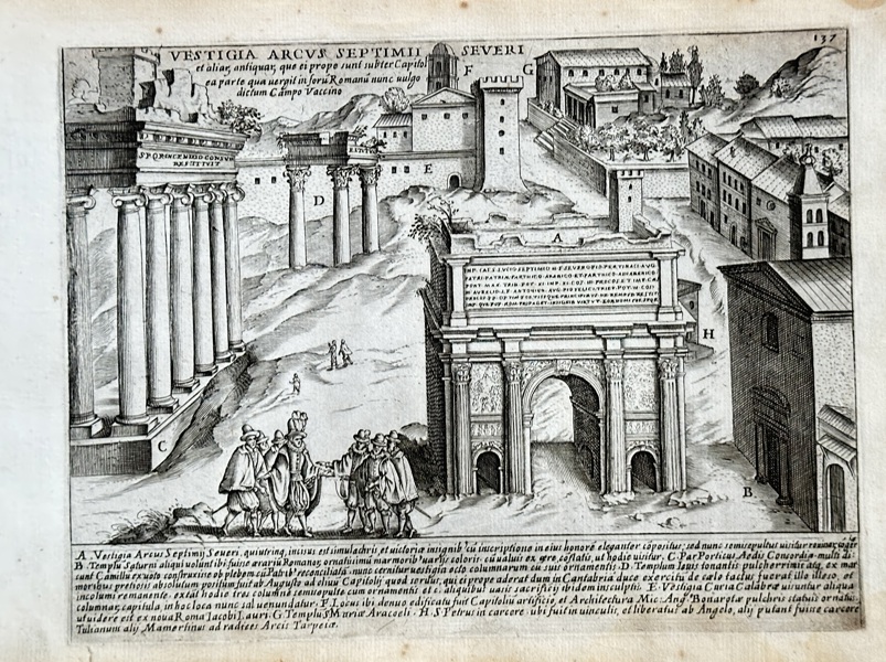 Giacomo Lauro (c. 1550–1605) – Remains of the Arch of Septimius Severus – Engraving (c. 1613)