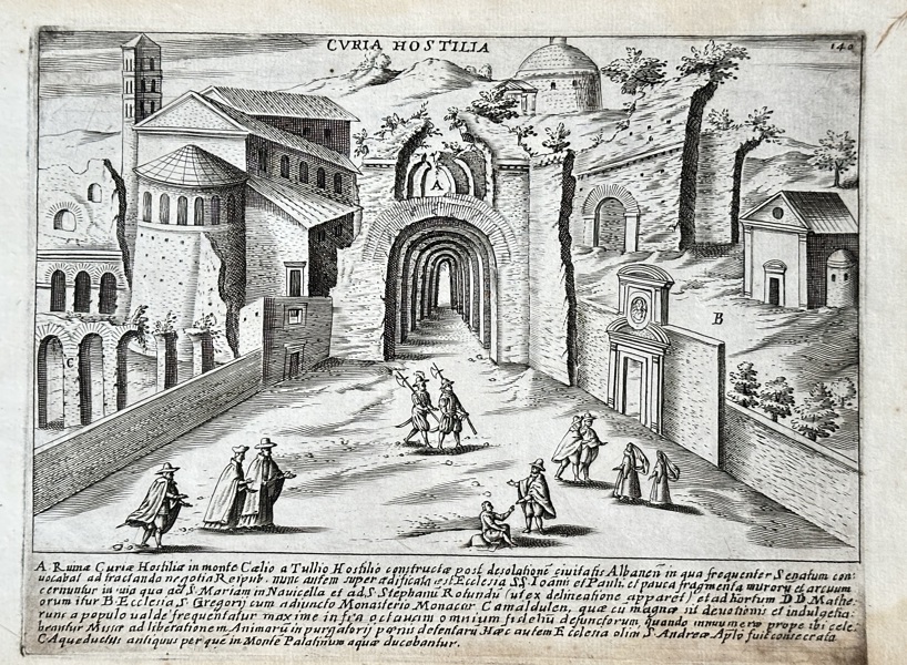 Giacomo Lauro (c. 1550–1605) – Curia Hostilia – Engraving (c. 1613)