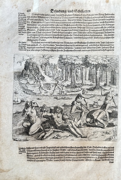 Johann Ludwig Gottfried (c. 1584–1633) and Theodor de Bry (1561–1623) – Columbus and the Discovery of the New World – Engraving (c. 1631)

