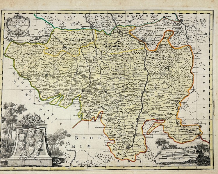 Christoph Weigel – Map of Germany and Poland  - Upper Lusatia / Lusatia Superior – Hand-Colored Copperplate Engraving