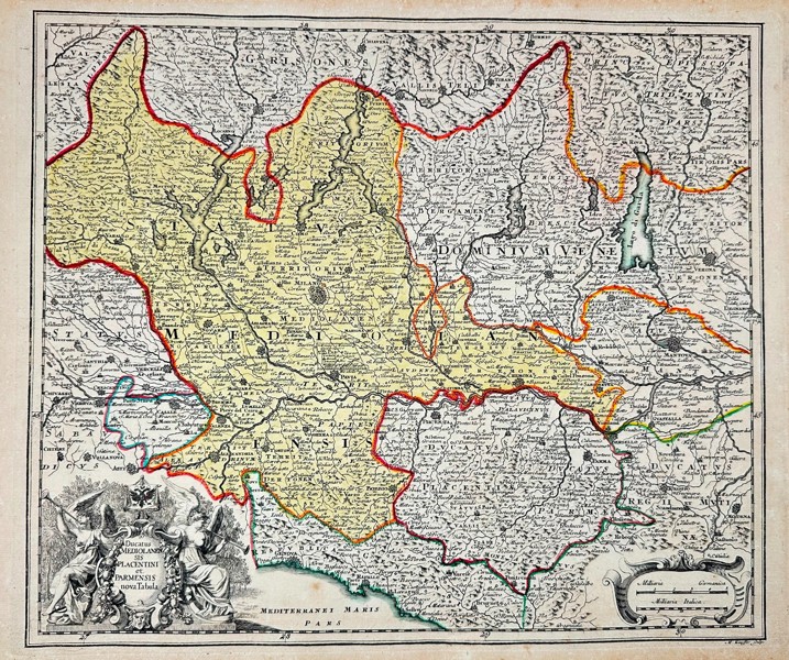 Christoph Weigel (1654–1725) – Map of Italy - Lombardy and Duchy of Parma - Hand-Coloured Copperplate Engraving