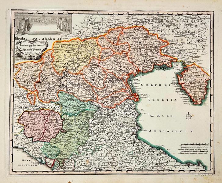 Christoph Weigel (1654–1725) – Map of Italy - the Republic of Venice and Lower Lombardy - Hand-Coloured Copperplate Engraving