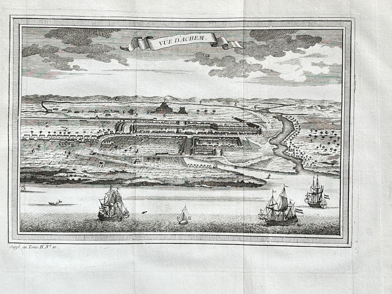Jacques-Nicolas Bellin (1703–1772) – View of Aceh / Indonesia – Engraving (1753)