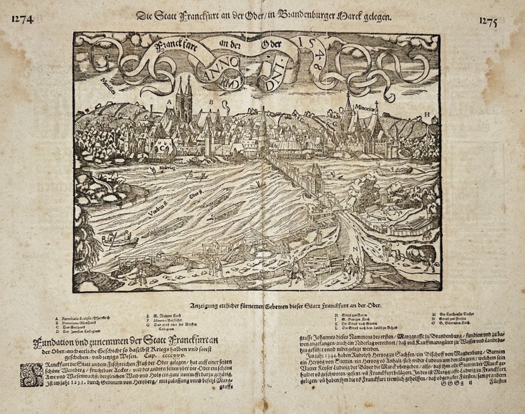 Sebastian Münster – View of Frankfurt an der Oder – Woodcut from Cosmographia