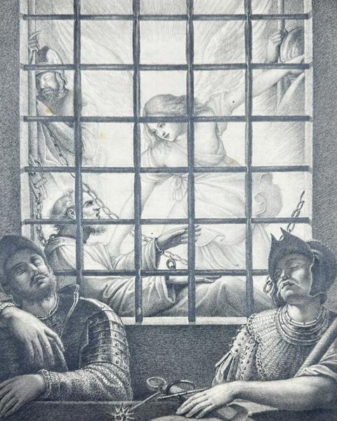 Federico Zuccari (1539-1609), After - The Liberation of Peter from Prison - Pencil Drawing