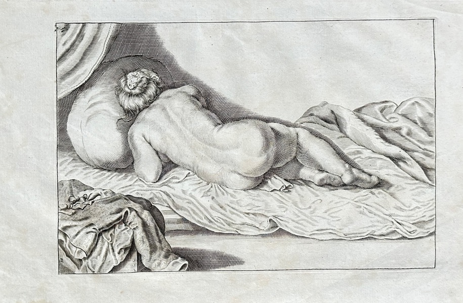 Frederick de Wit (c. 1630–1706) – Female Nude from Behind – Engraving (c. 1700)